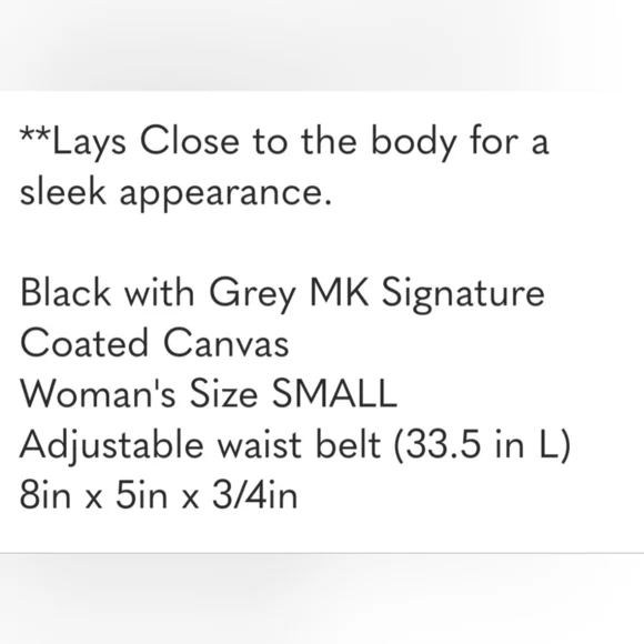 NWT. ON HOLD Michael Kors Signature Belt Bag. Black and Grey With Silver Chain. - Picture 5 of 6